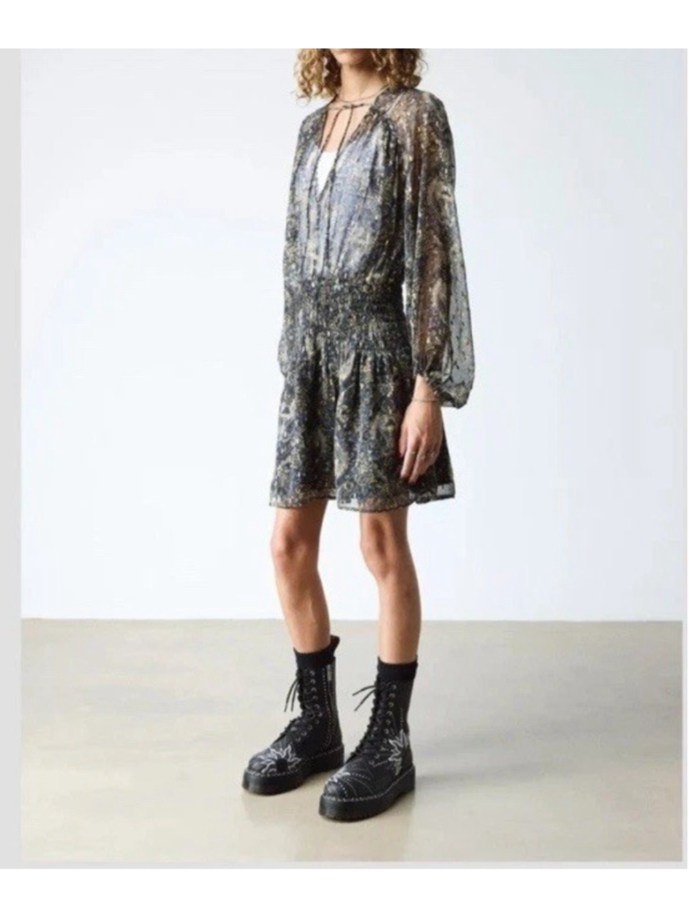 Dr Martens Jadon Hi Solar Flare Boot Embroidery Black 11L 10M Goth Punk Festive - Picture 14 of 14